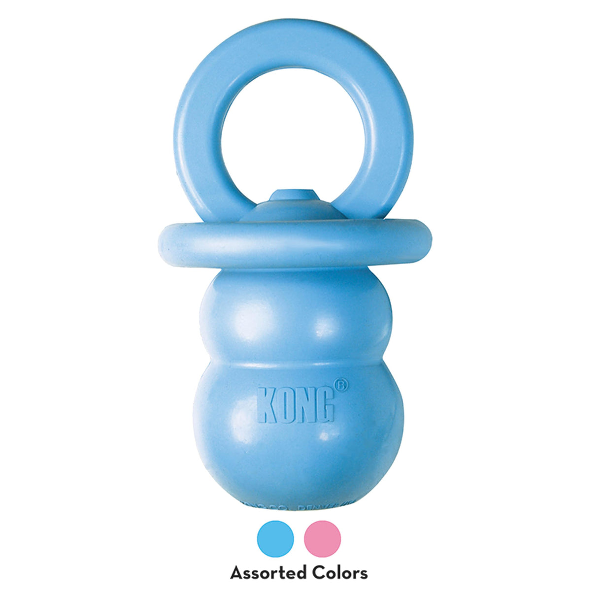 KONG Puppy Binkie - Pacifier Dog Toy for Puppies - Stuffable Chew Toy for Puppy Playtime - Durable Natural Rubber Dog Treat Toy for Teething Puppy - for Small Puppies - Blue