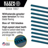 Klein Tools 1232BI-P Hacksaw Blades, Bi-Metal Replacement Blades 32 TPI, 12-Inch, 10-Pack, Made in USA
