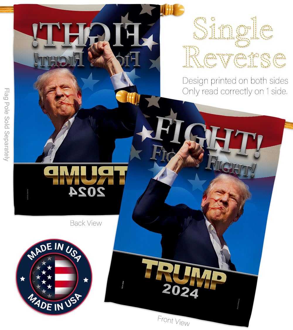 Fight for Trump Flag Wall Home Room Tapestry MAGA Garden Poster Rally Shooting 2024 Patio Banner Yard Sign Outdoor House Patriotic Decorations, Republican Gifts Made in USA