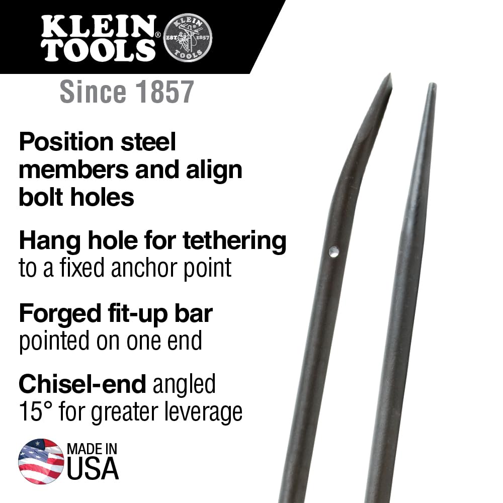 Klein Tools 3248 Round 7/8-Inch x 30-Inch Connecting Bar, Made in USA, Sleever Bar for Aligning, Prying and Chiseling