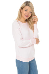 YURO-K Women's Premium Long Sleeve Crew Neck Vintage Raglan Sweatshirt Pullover X-Small - X-Large