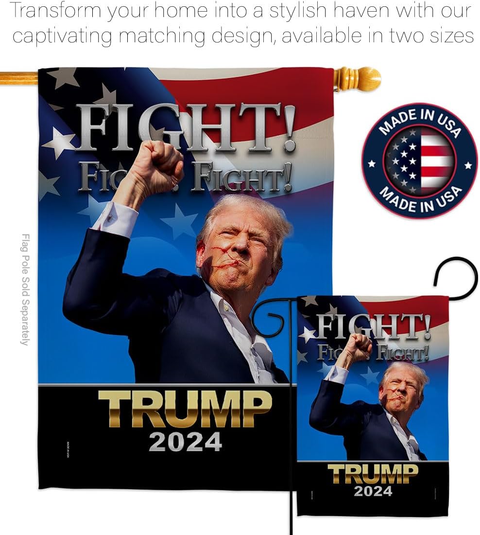 Fight for Trump Flag 2 Pcs Pack Yard Sign Wall Home Tapestry Patio Poster Rally Shooting 2024 Door Banner Porch Outdoor House Patriotic Decorations, Republican Gifts Made in USA