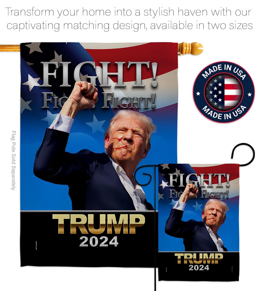 Fight for Trump Flag Wall Home Room Tapestry MAGA Garden Poster Rally Shooting 2024 Patio Banner Yard Sign Outdoor House Patriotic Decorations, Republican Gifts Made in USA