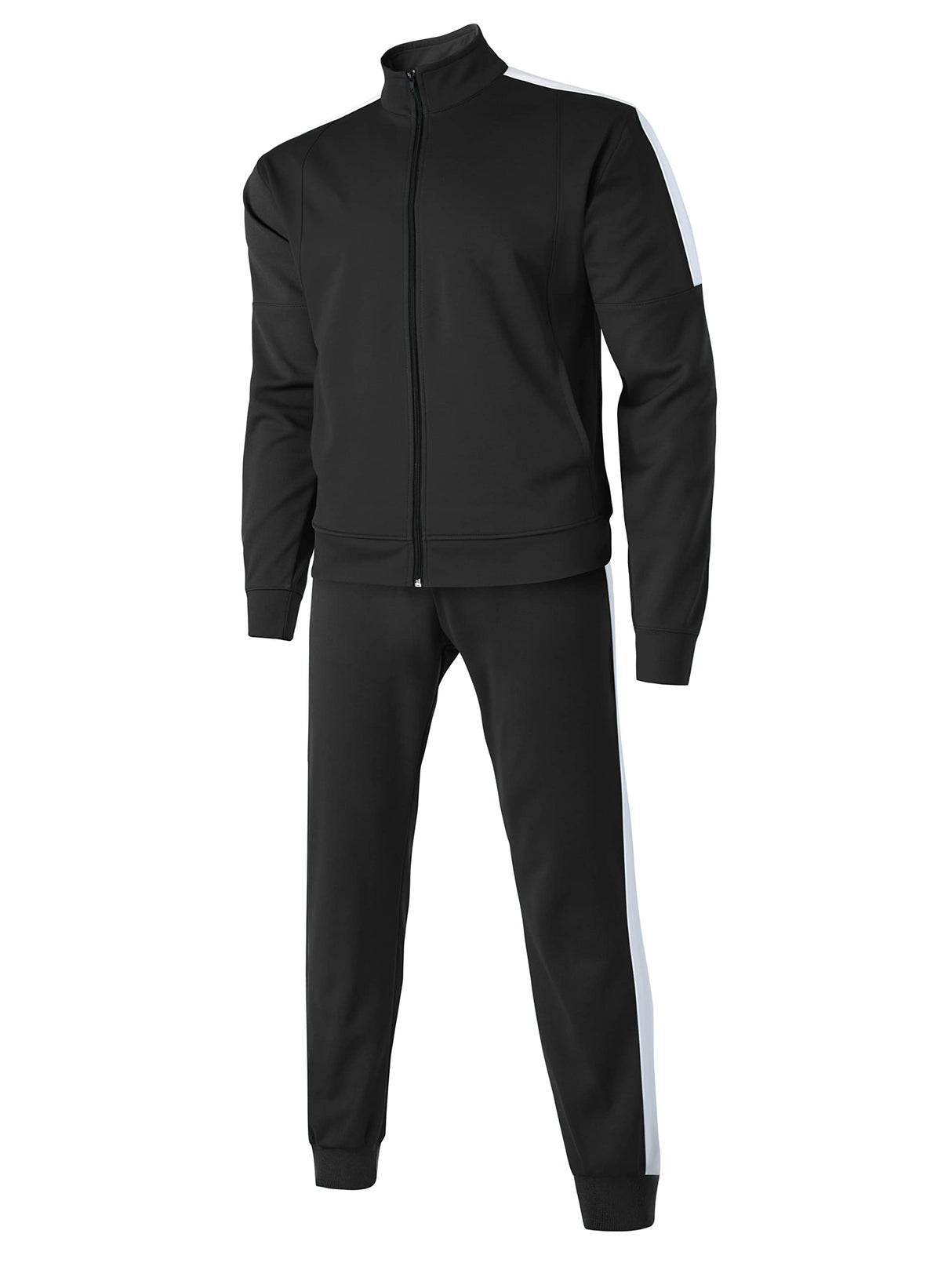 Hat and Beyond Mens Made in USA Premium Track Jacket & Pants Striped Sweatsuit Athletic Casual Essentials Gym
