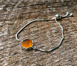 Bottled Up Designs Handmade Vintage Botanical Series Adjustable Slider Bracelet, Recycled Glass, Sterling Silver, Eco Friendly, Made in USA, Birthday Gifts, Mothers Day, Women (Mason Jar (Aqua))