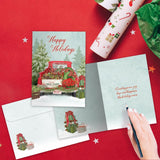 Tree-Free Greetings - Happy Holidays Greeting Cards - Artful Designs - 12 Cards + Matching Envelopes - Made in USA - 100% Recycled Paper - 5"x7" - Kringle Tree Farm (HP60629)