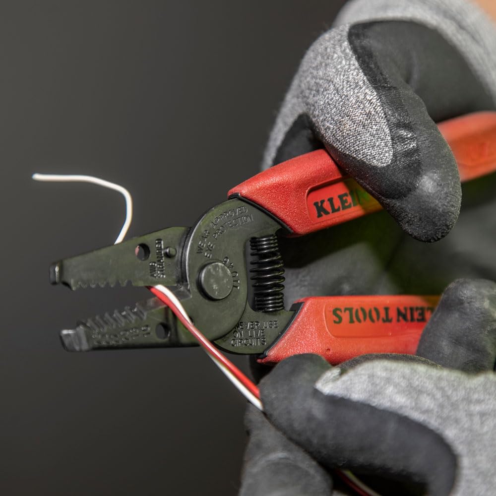 Klein Tools 11046 Wire Stripper, Wire Cutter for 16-26 AWG Stranded wire, Compact Nose with Precision-ground Stripping Holes, Made in USA
