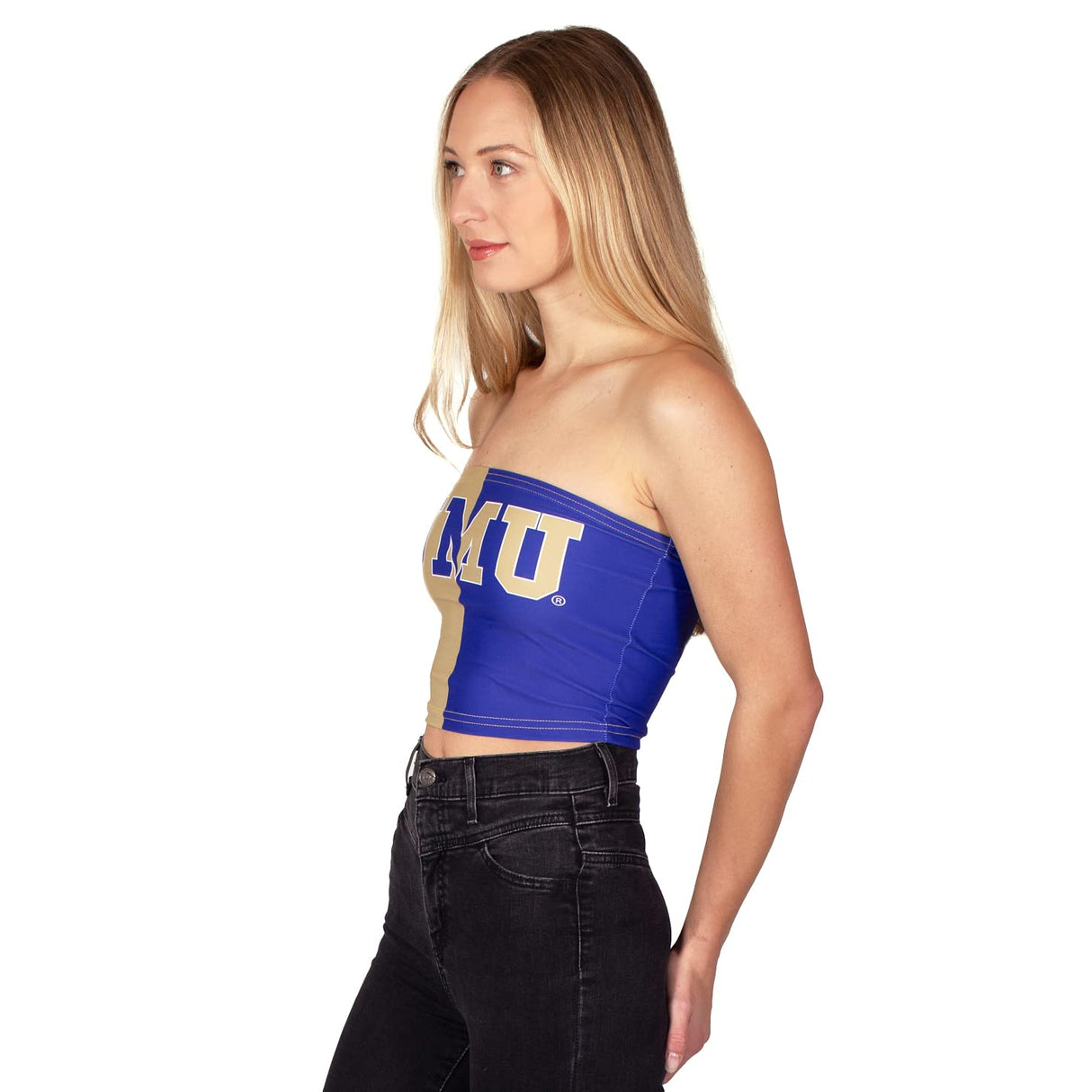 Lojobands Women's Tailgate Outfit College Two Tone Color Block Tube Top Made in USA One Size Fits Most