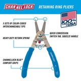 Channellock 927 8-Inch Snap Ring Plier | Precision Circlip Retaining Ring Pliers | Includes 5 Pairs of Interchangeable Tips | Made in the USA