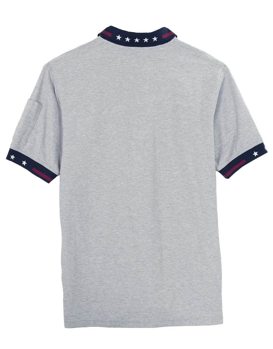 Akwa Men's Short Sleeve Cotton Pique Patriotic Tactical Polo Made in USA
