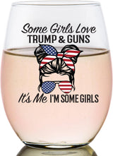 I'm a Trump Girl 15 OZ Stemless Wine Glass Maga Merch Trump Novelty Wine Glass for Wife, Wine Glass Gift for Mother from Daugther, Gift for Wine Lover