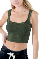 NIKIBIKI Women Seamless Vintage Chevron Ribbed Crop Top, Made in U.S.A, One Size