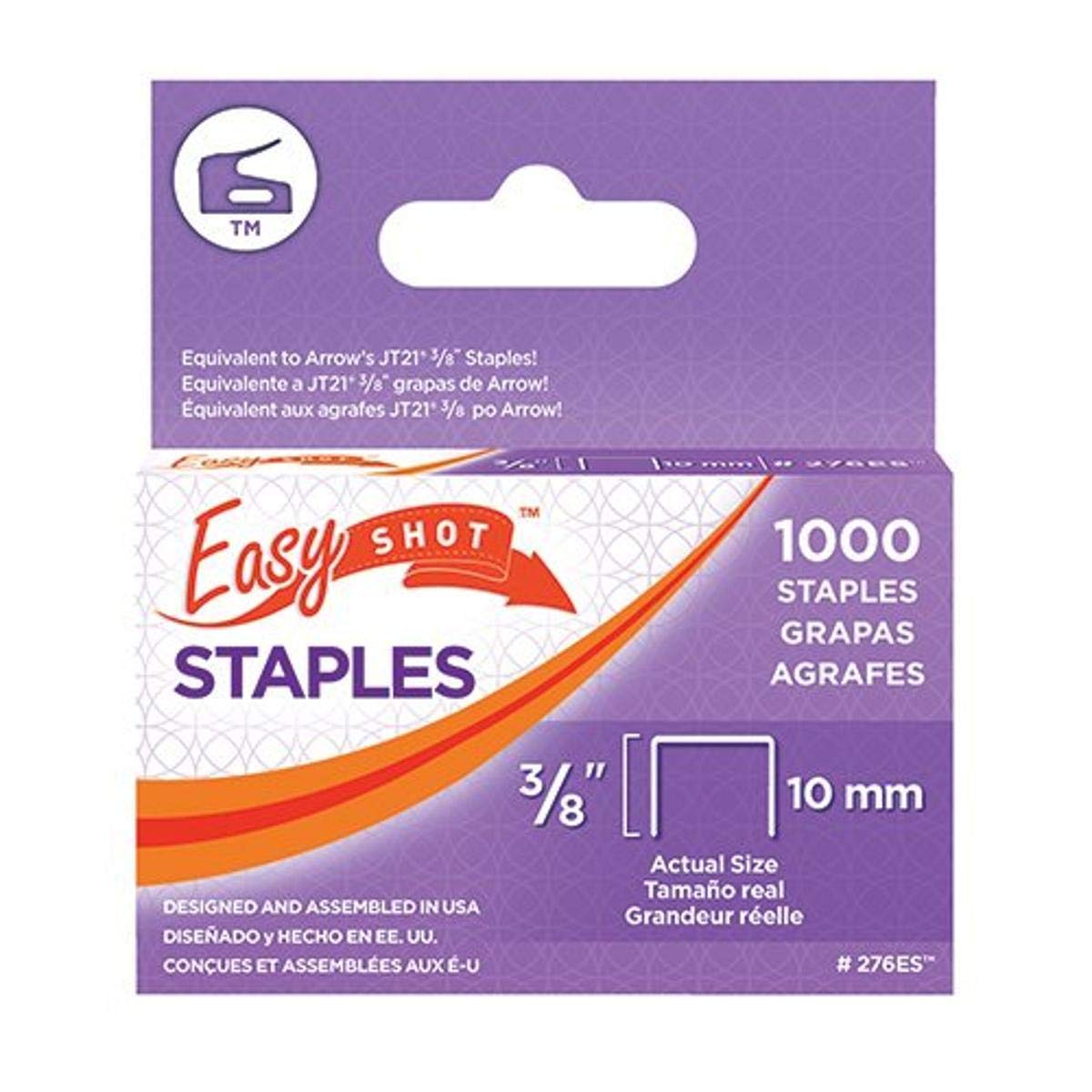 Arrow 276ES Easyshot Thin Wire Staples for Staple Guns, Use for Crafts, Fabric, Repairs, Made of Galvanized Steel, 3/8-Inch, 7/16-Inch Crown Size, 1000-Pack