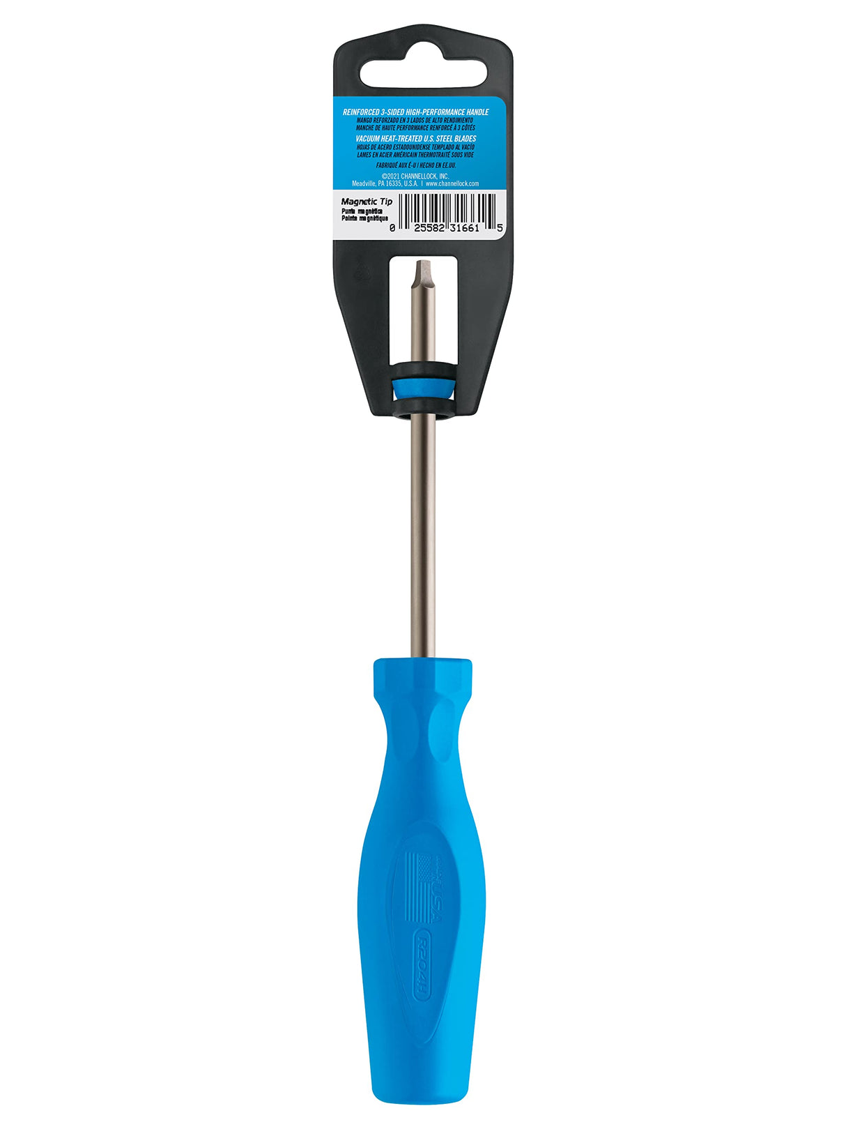 CHANNELLOCK R030H #0 x 3-inch Professional Square Recess Screwdriver, Magnetic Tip, Made in USA, Molded Tri-Lobe Grip