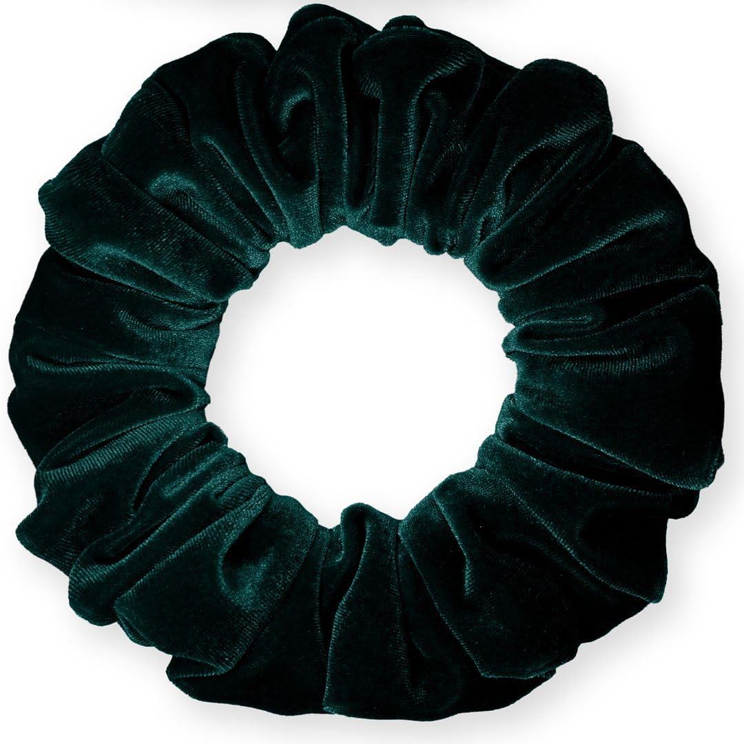 Velvet Scrunchies Jumbo Size Plush Big Ponytail Holders Thick Braided Locked Hair Big Made in the USA Green Pine