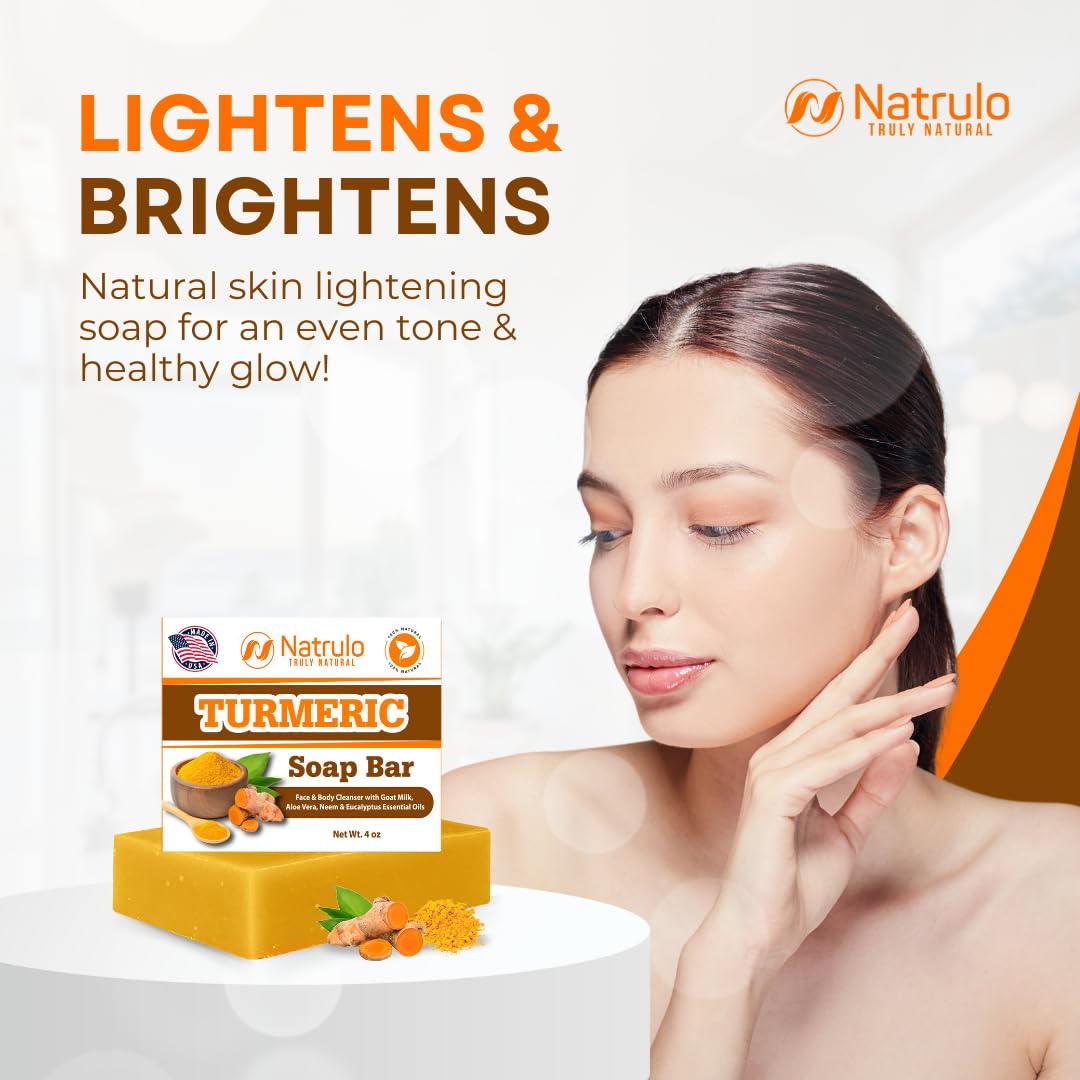 Turmeric Soap Bar for Face & Body – Natural Turmeric Skin Brightening Soap for Dark Spots, Intimate Areas, Underarms – Turmeric Face Wash Reduces Acne, Scars & Cleanses Skin – Made in USA