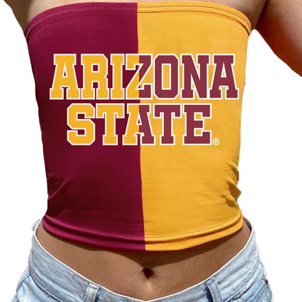 Lojobands Women's Tailgate Outfit College Two Tone Color Block Tube Top Made in USA One Size Fits Most