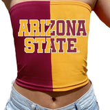 Lojobands Women's Tailgate Outfit College Two Tone Color Block Tube Top Made in USA One Size Fits Most