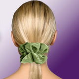 Velvet Scrunchies Jumbo Size Plush Big Ponytail Holders Thick Braided Locked Hair Big Made in the USA Green Pine