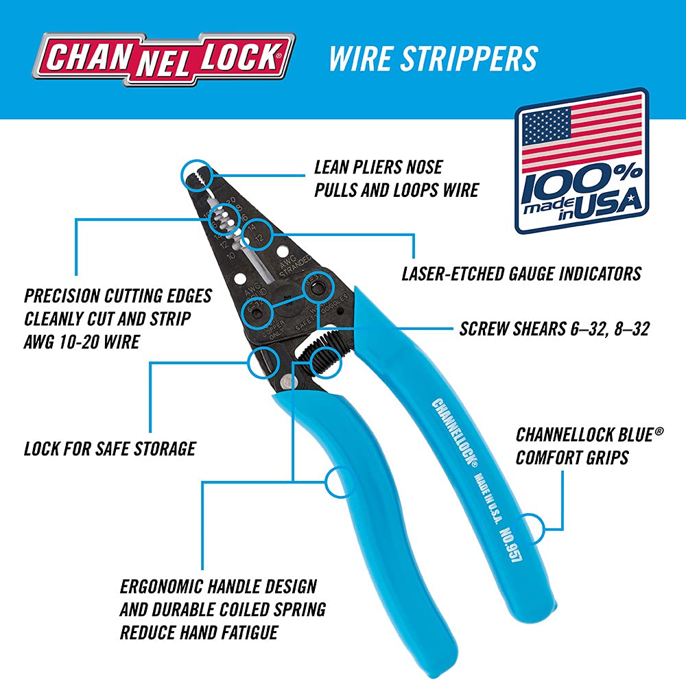 CHANNELLOCK 957 7" Ergonomic Handle Wire Stripping Tool