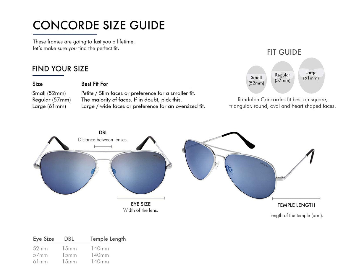 Randolph USA | Concorde Classic Aviator Sunglasses for Men or Women 100% UV