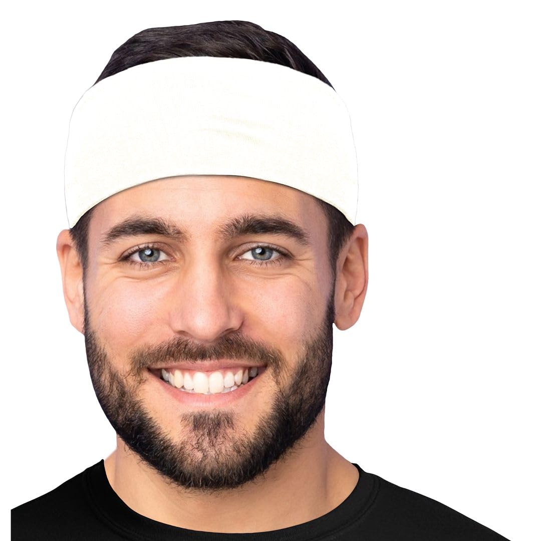 Men's Cotton Headbands Sweatbands 3" Wide Sports Fitness Yoga Fashion Made in USA