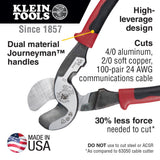 Klein Tools 63215 Cable Cutter, Made in USA, High-Leverage 6.5-Inch Compact, Forged From US Made Steel, Ideal for Cutting Aluminum and Copper Cable