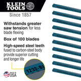 Klein Tools 1232BI-P Hacksaw Blades, Bi-Metal Replacement Blades 32 TPI, 12-Inch, 10-Pack, Made in USA