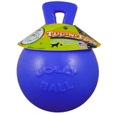 Jolly Pets Tug-n-Toss Heavy Duty Dog Toy Ball with Handle, 8 Inches/Large, Blueberry