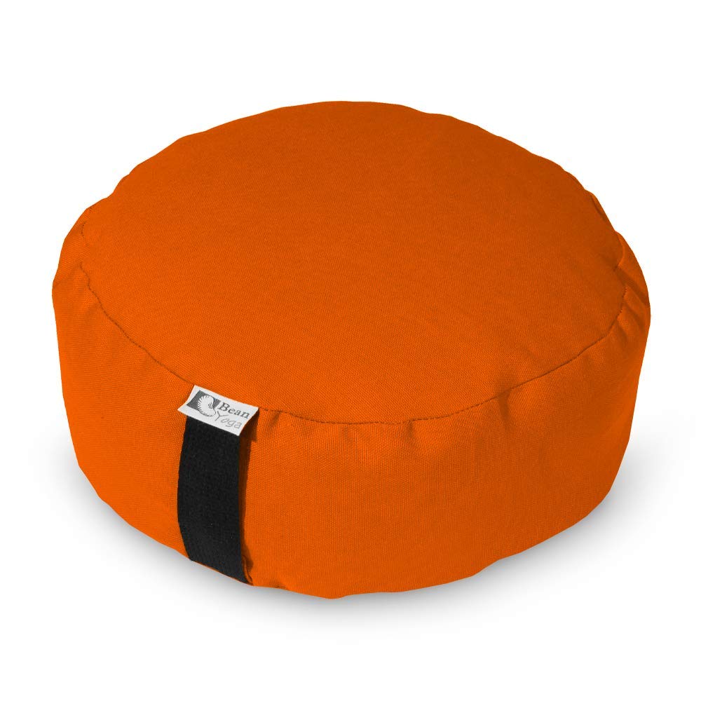 Bean's ZAFU - Meditation Floor Cushion - Round Earth Cotton Zen Yoga Pillow - Tibetan Style for Mindful Kneeling Prayer Seat - Made in USA - US Organic Buckwheat Hulls - Comfort Calm Contemplate