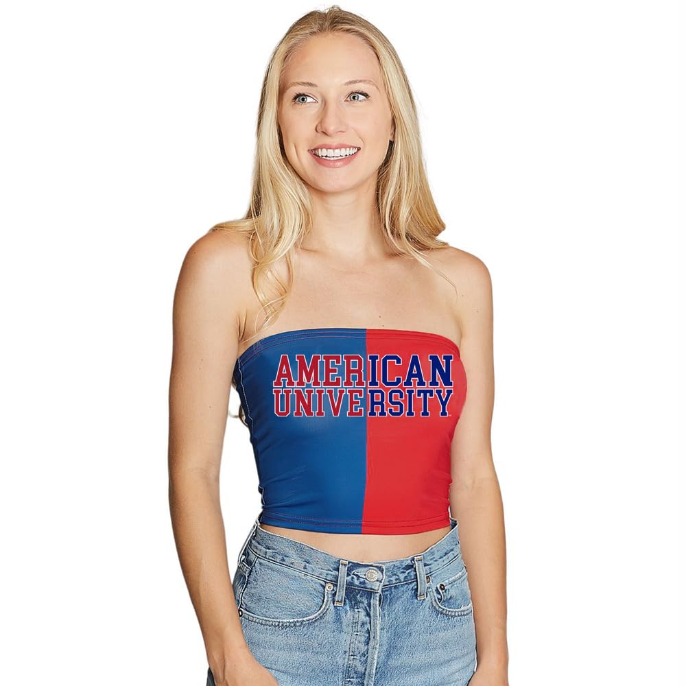 Lojobands Women's Tailgate Outfit College Two Tone Color Block Tube Top Made in USA One Size Fits Most