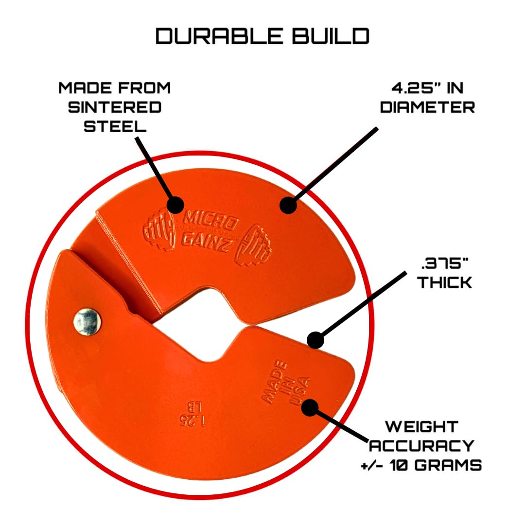 Micro Gainz Dumbbell Fractional 1.25lb Weight Plate, Ideal for Micro Loading, (Choose Color) 4 Piece Fractional Weight Plates, Designed for Dumbbell Training, Made In USA