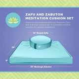 Bean's ZAFU + ZABUTON Meditation Set - Round Buckwheat Filled ZAFU Pillow + Large Cotton Filled ZABUTON Floor Pad - Natural Hemp - Traditional Tibetan Zen Mindfulness Seat Kit - Made in USA