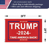 Double Sided Red Trump 2024 Flag 3x5 Made in USA Outdoor Heavy Duty 3 Ply Polyester Trump Take America Back Flag with White Starting Tape and 2 Brass Grommets