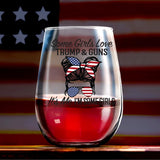 I'm a Trump Girl 15 OZ Stemless Wine Glass Maga Merch Trump Novelty Wine Glass for Wife, Wine Glass Gift for Mother from Daugther, Gift for Wine Lover