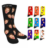 Custom Face Socks with Photo Novelty Crew Socks, Personalized Red Hearts Unisex Crew Sock Gifts for Men Women Made in USA