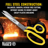 Klein Tools 23011 Scissors, Made in USA, Bent Trimmer for Felt Lining, Cord, Rubber, Fabric, and More, with Extended Handle for Leverage, 11-1/4-Inch