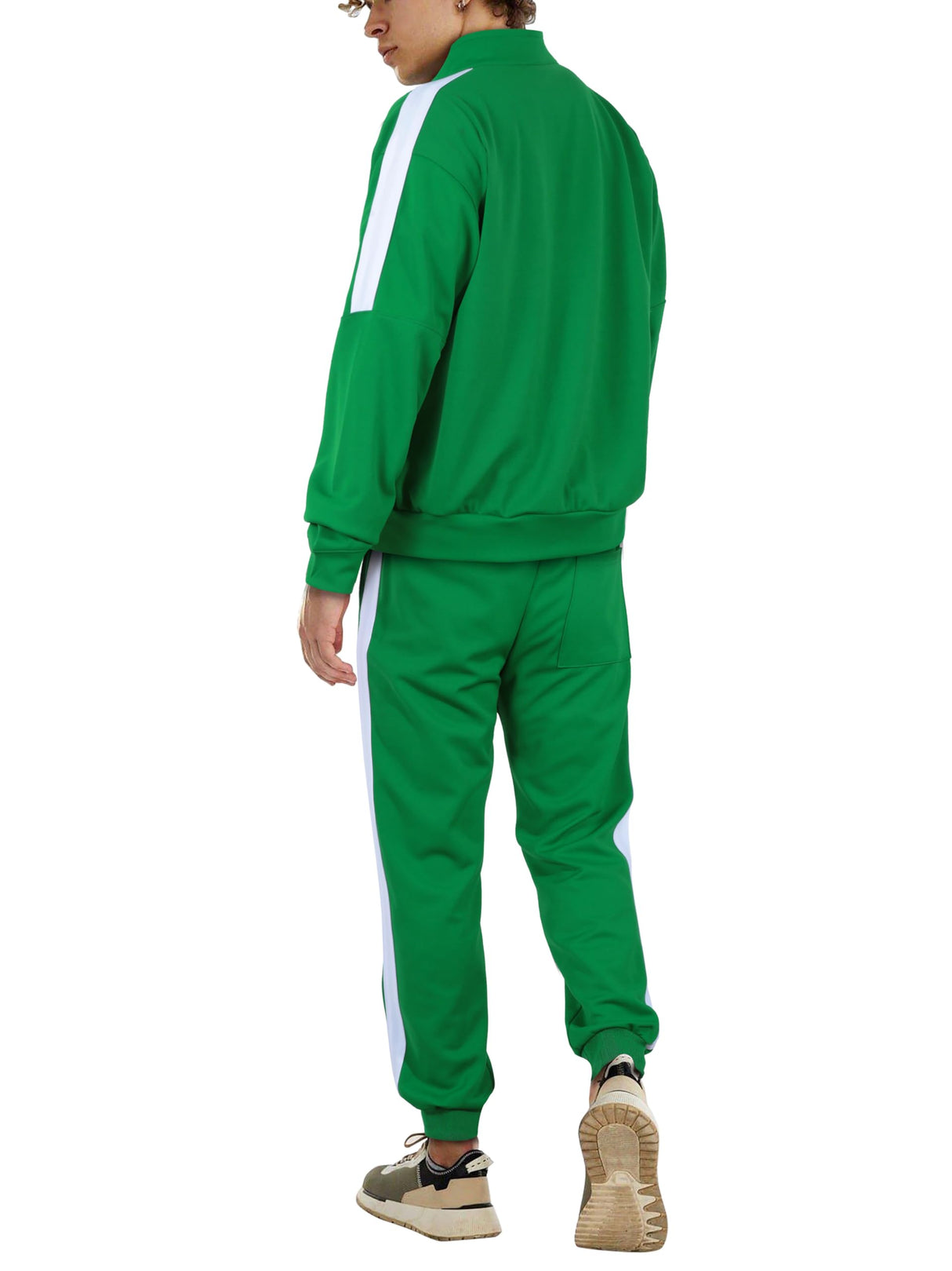Hat and Beyond Mens Made in USA Premium Track Jacket & Pants Striped Sweatsuit Athletic Casual Essentials Gym