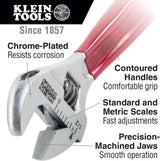 Klein Tools 507-8 Adjustable Wrench, Extra Capacity Jaw Forged Drive Wrench with High Polish Chrome Finish, 8-Inch