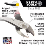 Klein Tools J2000-48 Pliers, Diagonal Cutting Pliers with Angled Head, Heavy-Duty to Cut ACSR, Screws, Nails, and most Hardened Wire, 8-Inch