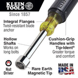 KLEIN TOOLS 610M Tool Set, Made in USA, Magnetic Nut Driver Set with Stubby Nut Driver Sizes 1/4 and 5/16-Inch, Full Hollow Shaft, 2-Piece