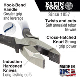 Klein Tools 94508 Pliers Set, Made in USA, Ironworker's Diagonal Cutting Pliers and Heavy Duty Side Cutters, Tie Wire Cutter for Rebar Work, 2-Piece Kit
