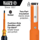 Klein Tools 612-4-INS Insulated 1/8-Inch Slotted Screwdriver, 4-Inch, Made in USA