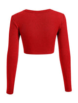 Sweet Hearts Long Sleeve Crop Tops for Women- Ribbed Cute Cropped Top Square Neck Casual Basic Shirt Made in USA