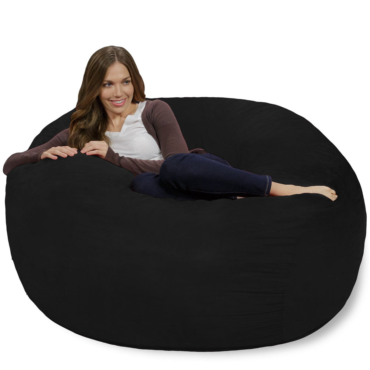 Chill Sack Bean Bag Chair: Giant 4' Memory Foam Furniture Bean Bag - Big Sofa with Soft Micro Fiber Cover - Black