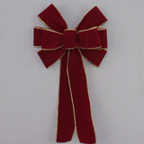 Ivory Brushed Velvet Gold Lame Backed Wire Edge Christmas Bow - Handcrafted in USA (8 inch bow)