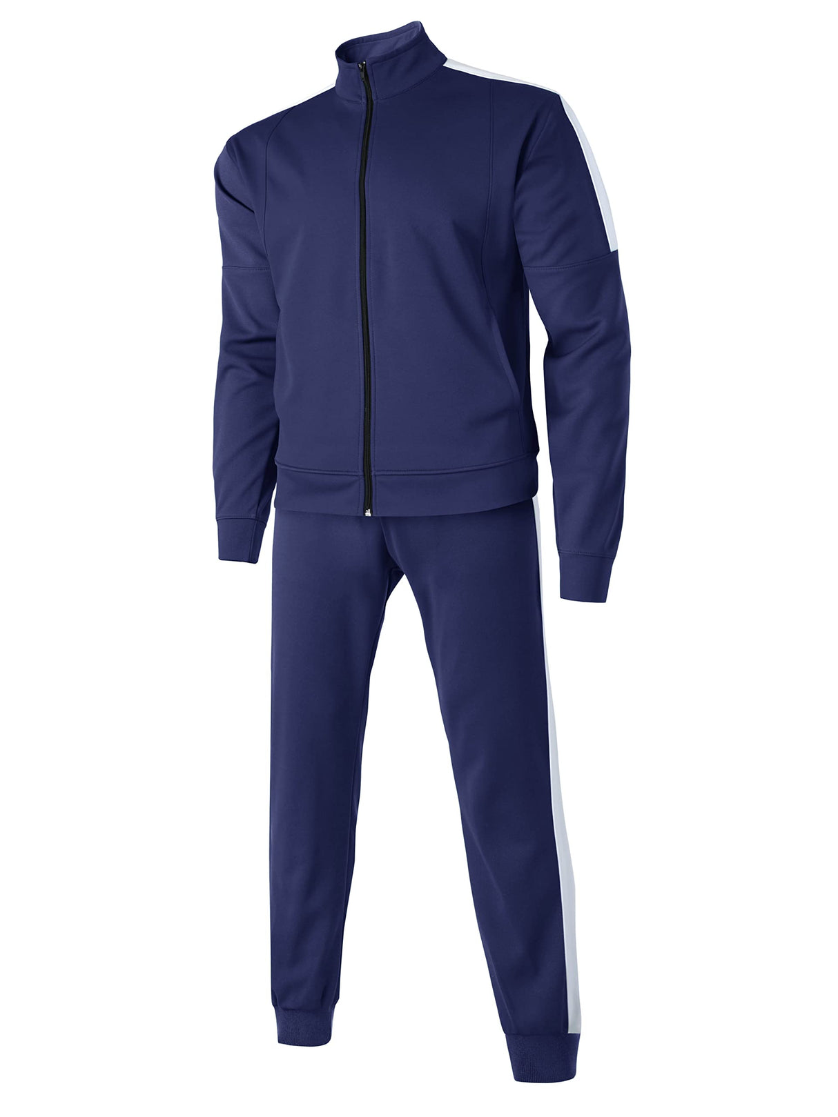 Hat and Beyond Mens Made in USA Premium Track Jacket & Pants Striped Sweatsuit Athletic Casual Essentials Gym
