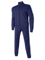 Hat and Beyond Mens Made in USA Premium Track Jacket & Pants Striped Sweatsuit Athletic Casual Essentials Gym