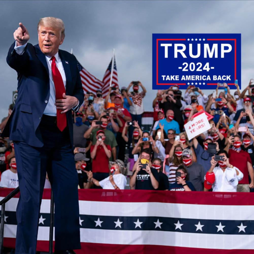 Trump 2024 Flags 3x5 Outdoor Made in USA-Double Sided 3 Ply Heavy Duty Take America Back with 4 Pcs Trump 2024 Sticker,Trump 2024 Flags Banner for Outside with 2 Brass Grommets(Red)