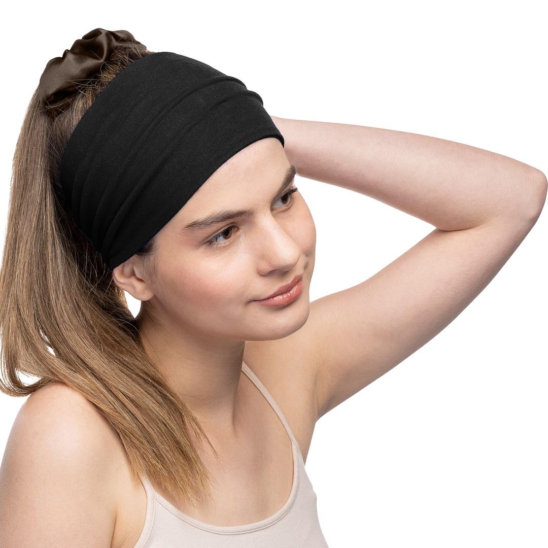 Women's Cotton Headbands Sweatbands 5" Wide Sports Fitness Yoga Fashion Made in USA